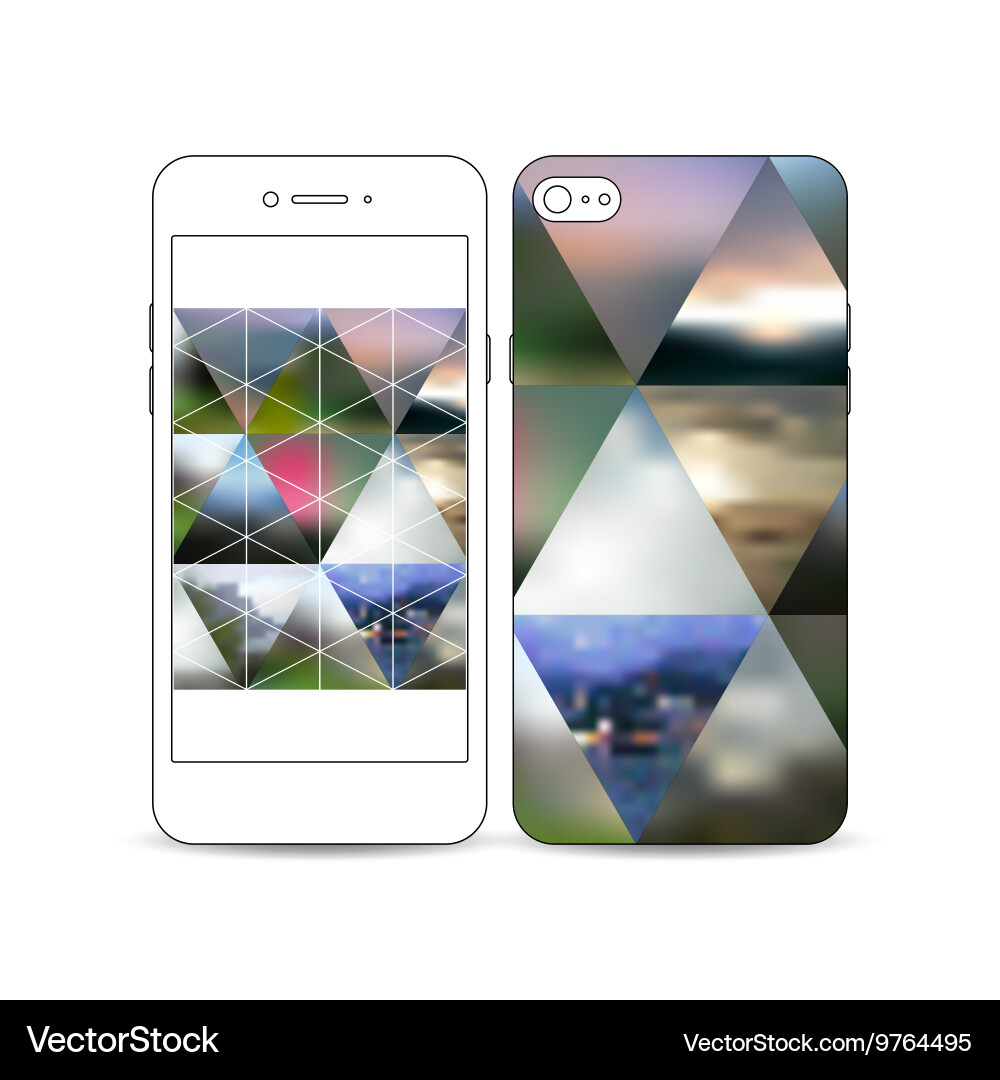 Mobile smartphone with an example of the screen vector image