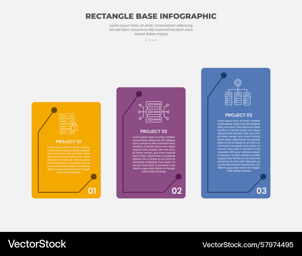 Rectangle shape infographic outline style with 3 Vector Image