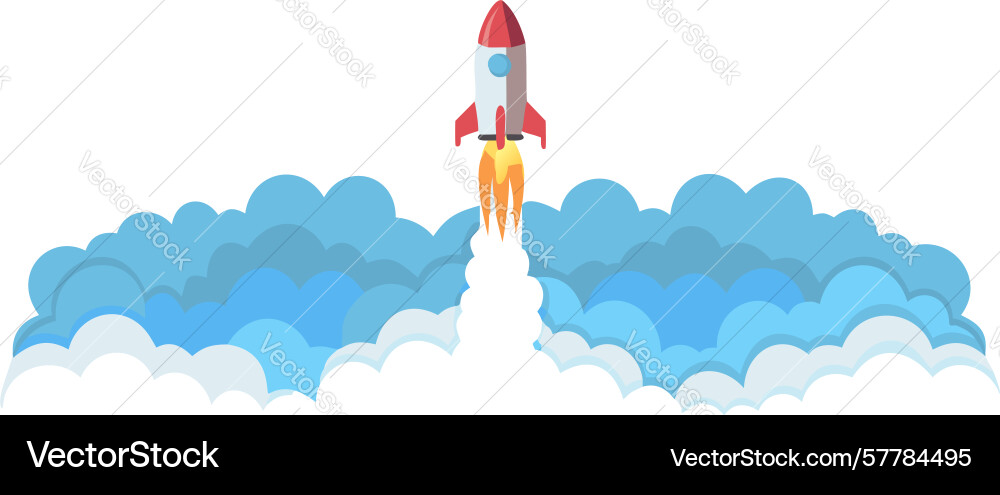 Rocket launch from ocean waves design generative Vector Image