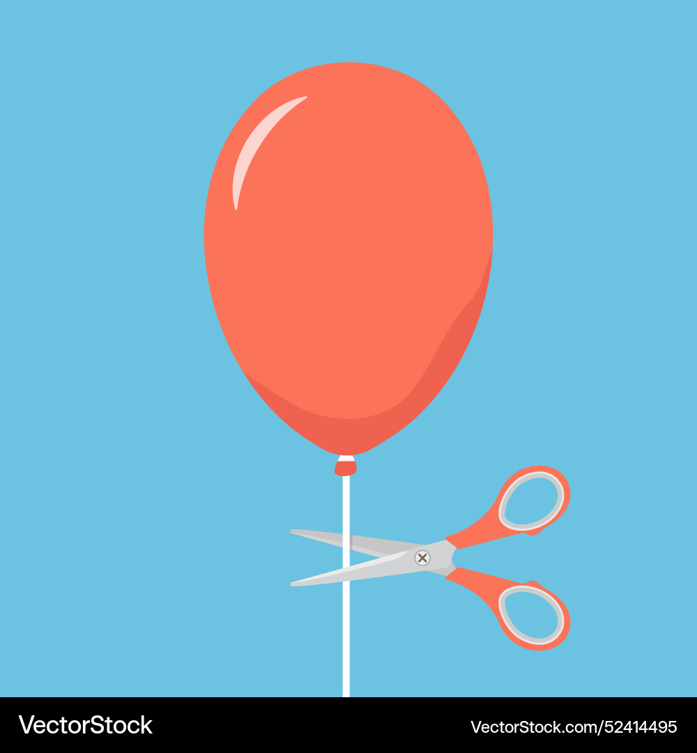 Scissors cutting balloon string Vector Image