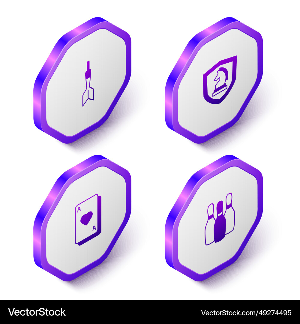 Set isometric dart arrow chess playing cards Set isometric dart arrow chess playing cards vector image