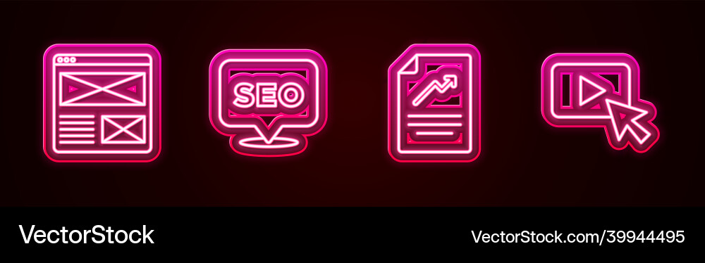 Set line browser window seo optimization Set line browser window seo optimization vector image