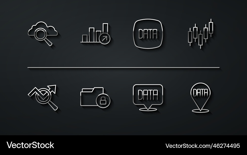 Set line search cloud computing data analysis vector image