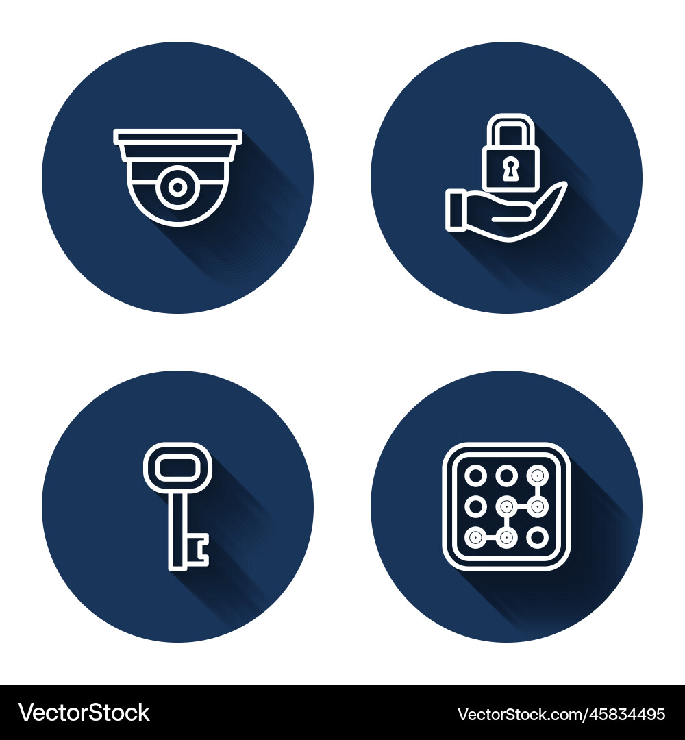 Set line security camera lock old key Set line security camera lock old key vector image
