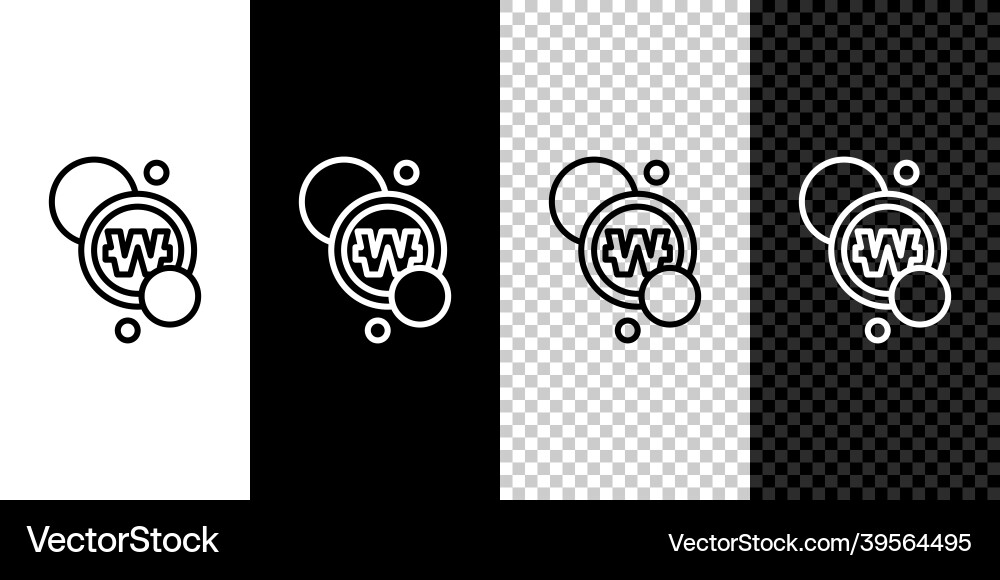 Set line south korean won coin icon isolated Set line south korean won coin icon isolated Vector Image