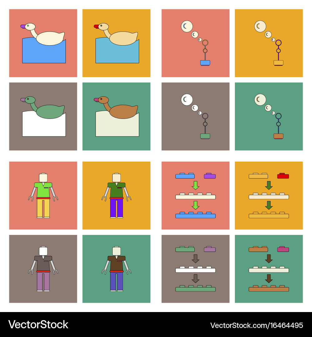 Set of children toys in different sets flet Vector Image