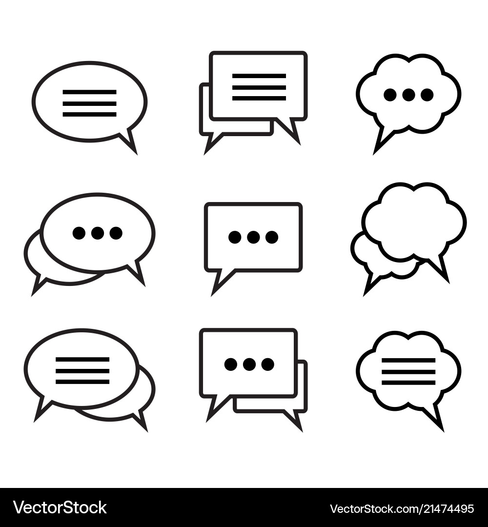 Set of speech bubble linear icons Set of speech bubble linear icons vector image