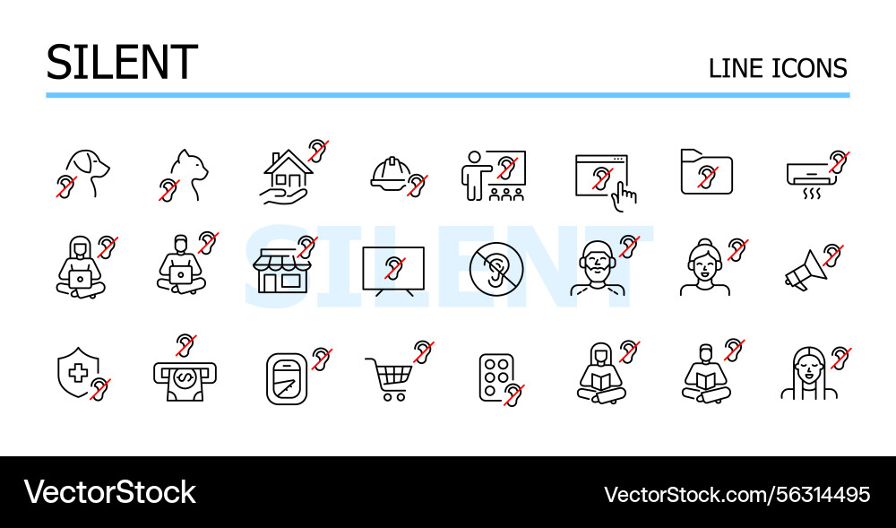 Silent mode mute notifications icons set Silent mode mute notifications icons set Vector Image