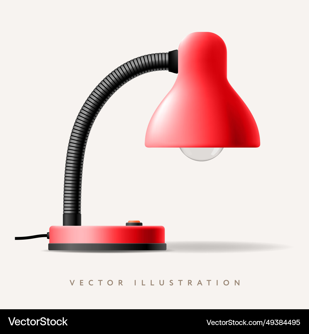 Stylish modern table lamp red color isolated Vector Image