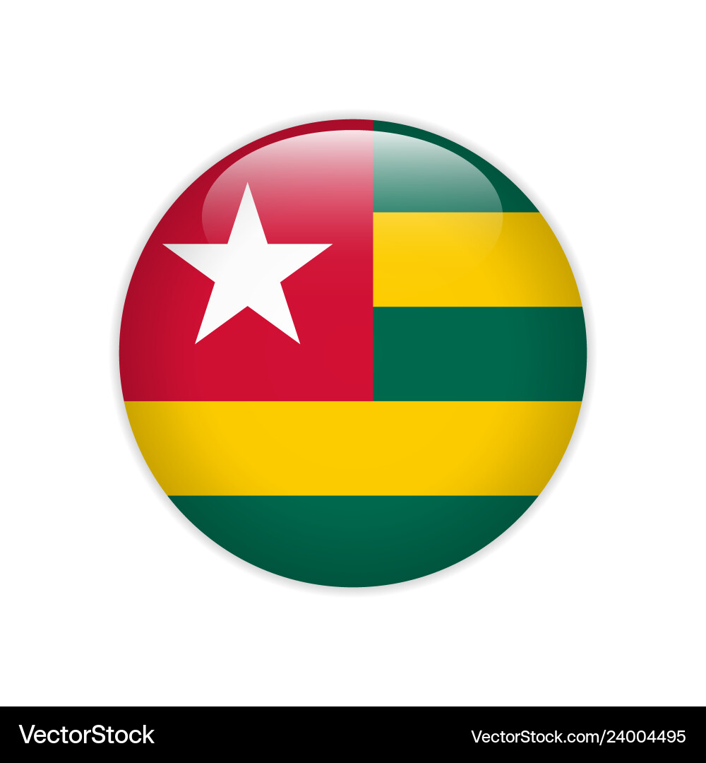 Togo flag on button vector image