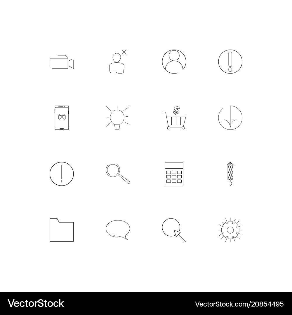 Web linear thin icons set outlined simple vector image