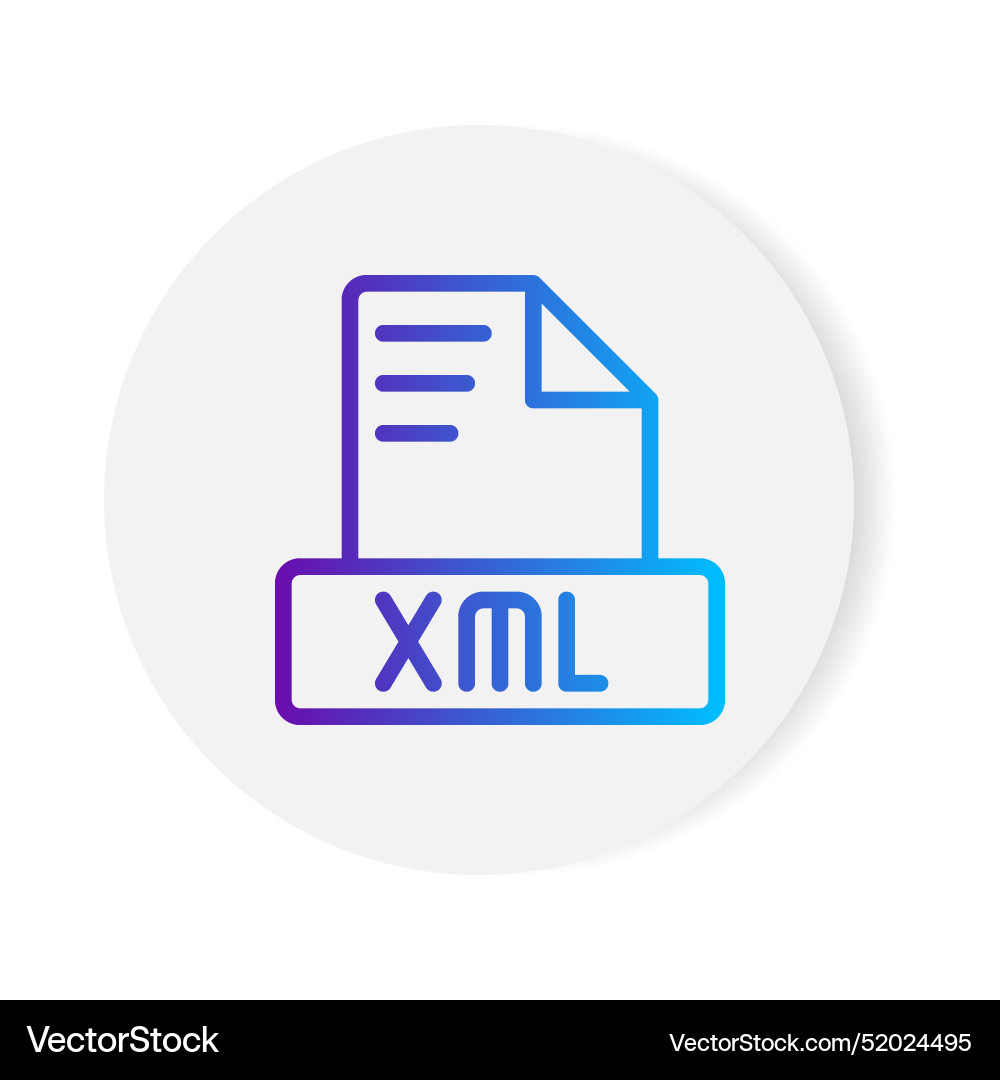 Xml document format file icon with gradient Xml document format file icon with gradient vector image