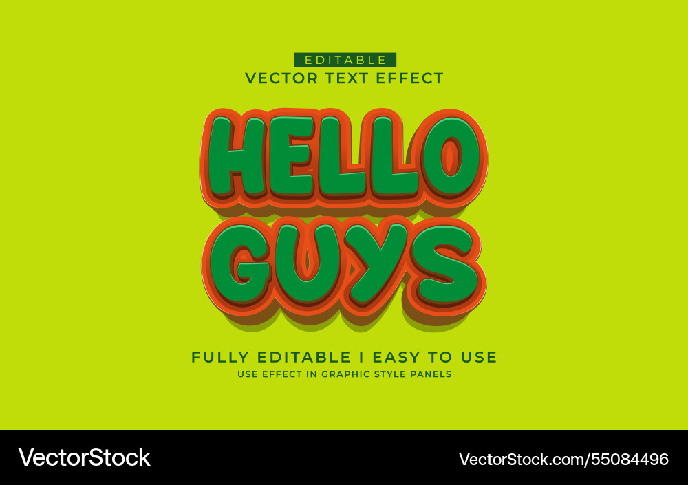 3d editable text effect typography style template 3d editable text effect typography style template Vector Image