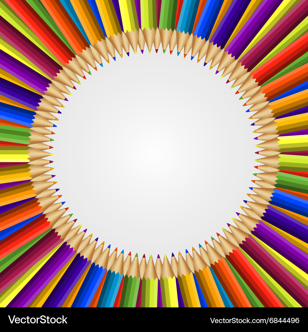 Abstract frame of colored pencils background Vector Image