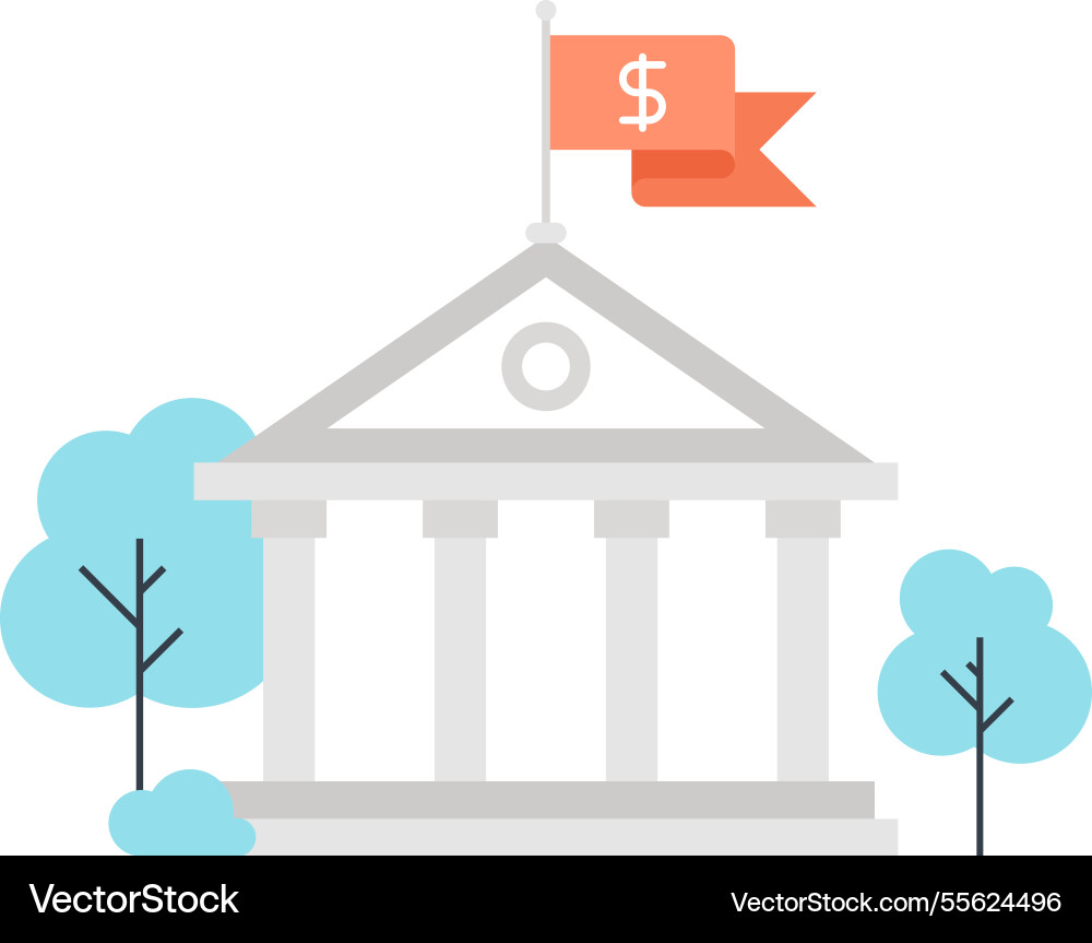 Bank concept flat web icon Royalty Free Vector Image