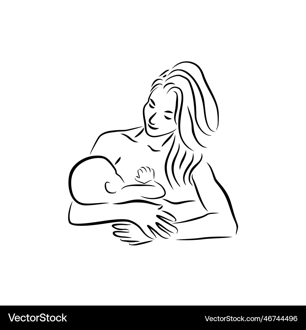 Breastfeeding young beauty mom logo design Breastfeeding young beauty mom logo design vector image