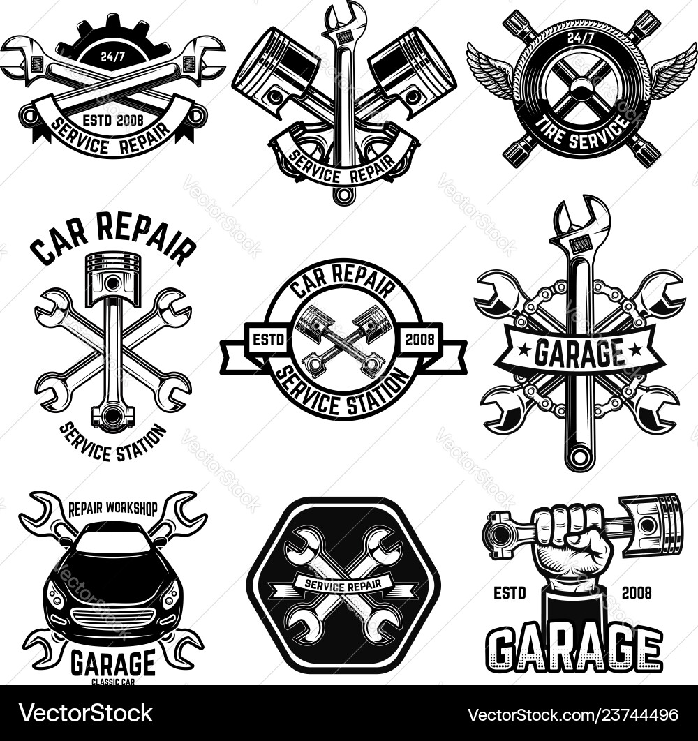 Car Service Station Emblems vector image