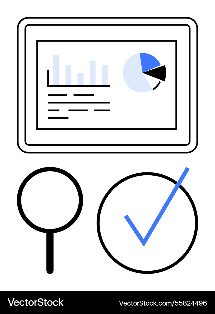 Data analysis with magnifying glass and checklist Data analysis with magnifying glass and checklist vector image