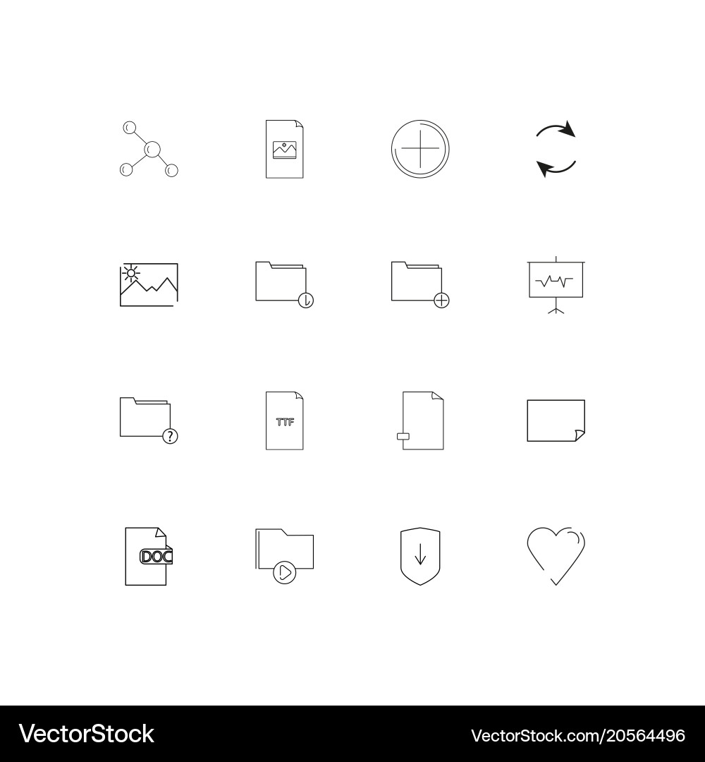 Dateien und Ordner unterschreiben einfache lineare Symbole Set vektorbild