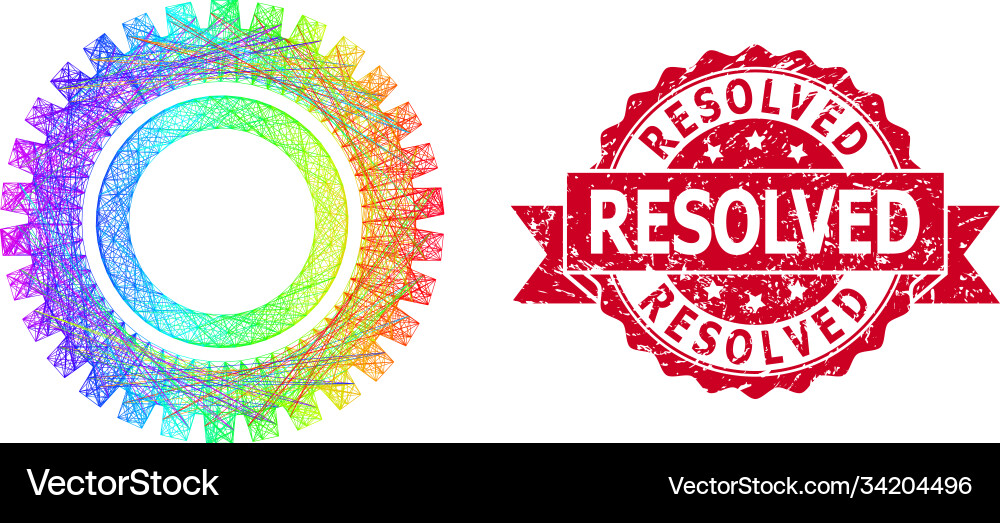 Distress resolved stamp and spectrum network clock vector image