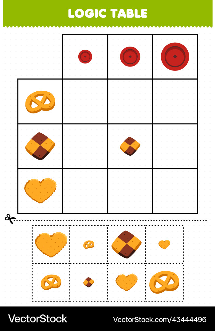 Education game for children logic table sorting vector image
