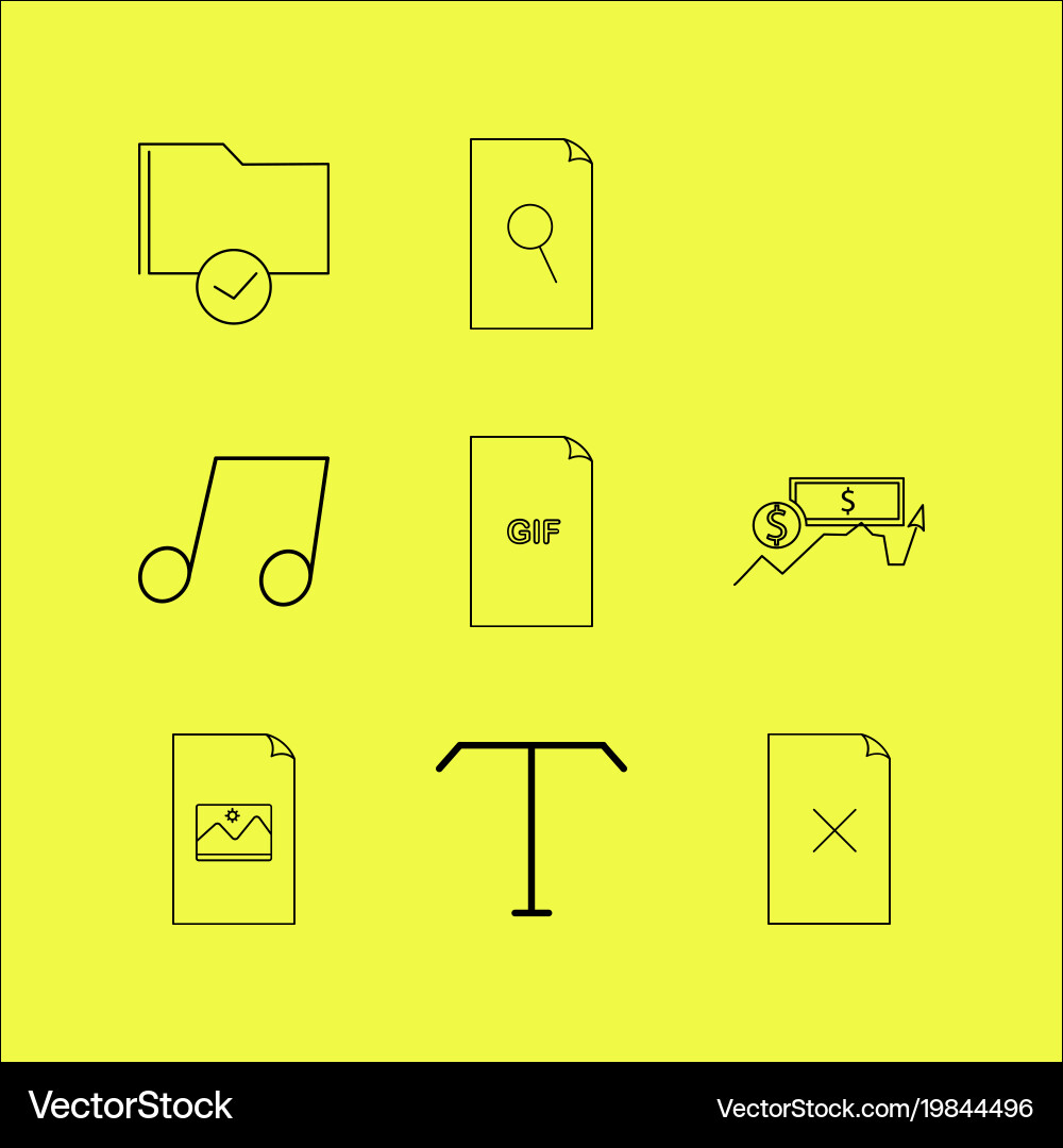 Files and folders linear icon set simple outline vector image