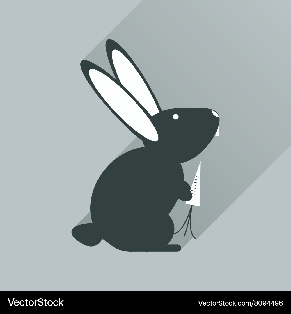 Flat web icon with long shadow rabbit carrot Vector Image