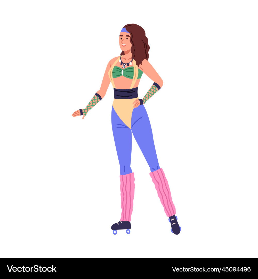 Girl in fashion 80s outfit young woman chic Girl in fashion 80s outfit young woman chic vector image