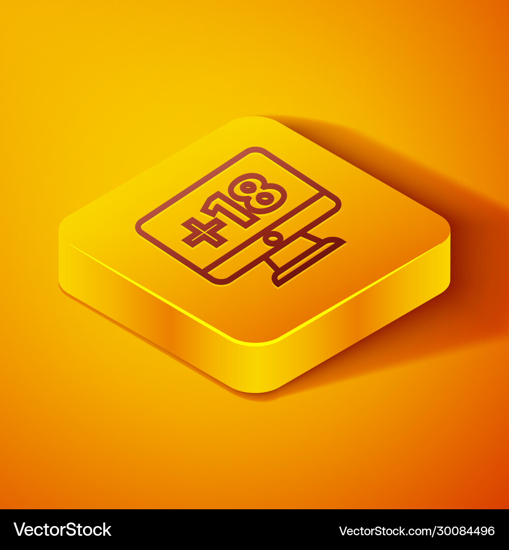 Isometric line computer monitor with 18 plus Isometric line computer monitor with 18 plus vector image
