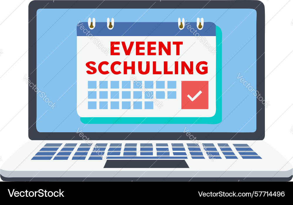 Laptop displaying event scheduling application vector image