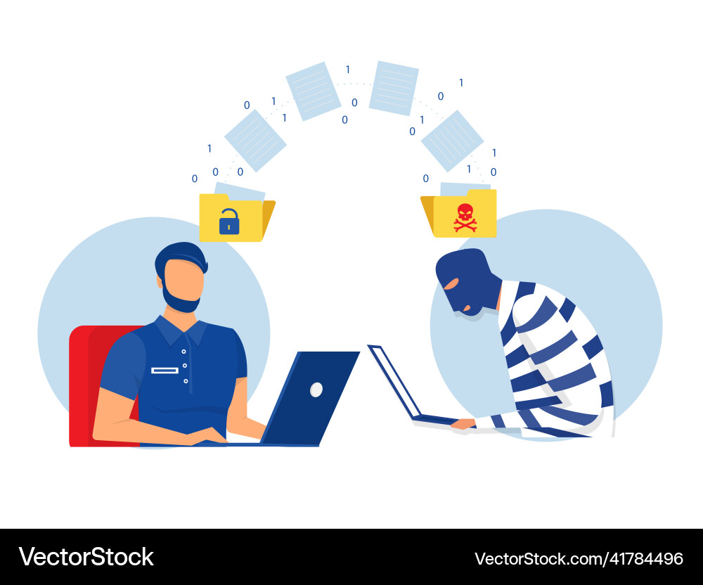 Man unlock data with hacker steal Man unlock data with hacker steal vector image