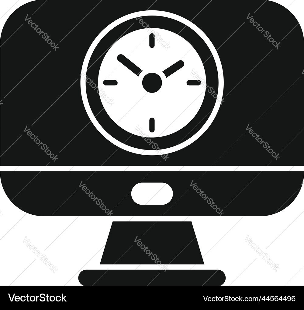 Monitor clock icon simple work project Monitor clock icon simple work project vector image