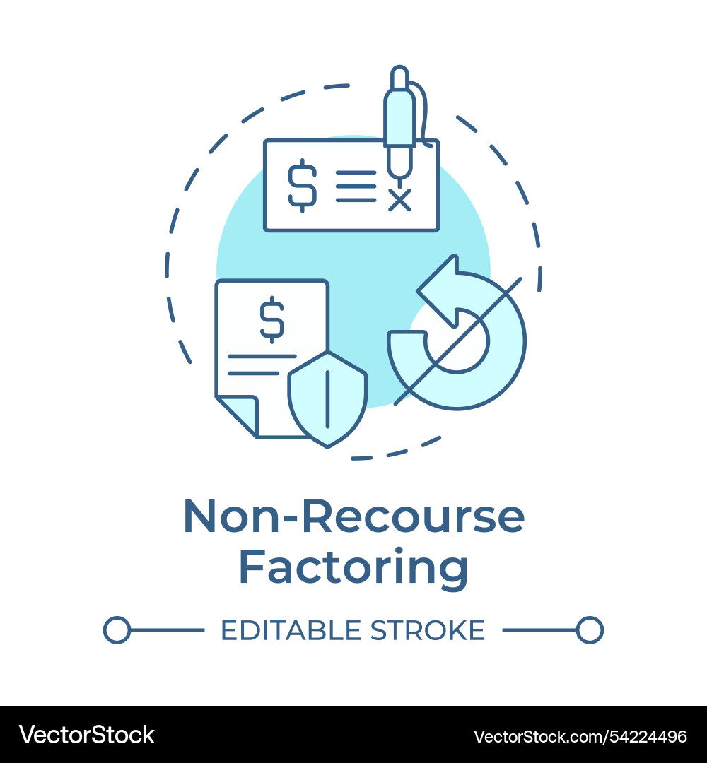 Non-recourse factoring soft blue concept icon Non-recourse factoring soft blue concept icon Vector Image