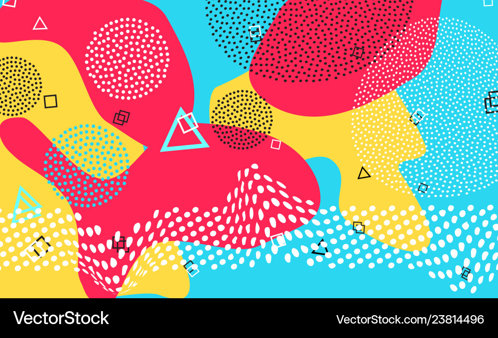 Pop art color background memphis pattern vector image