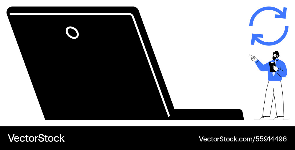 Professional presenting upgrade or synchronization Professional presenting upgrade or synchronization vector image