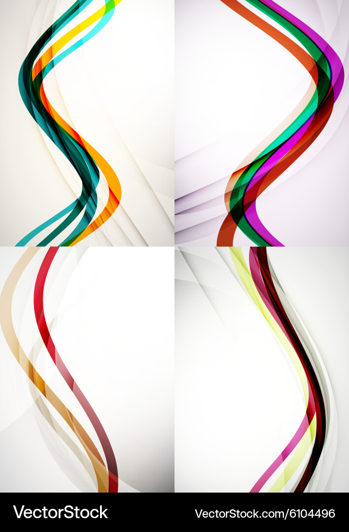 Set abstract backgrounds curve wave lines Vector Image