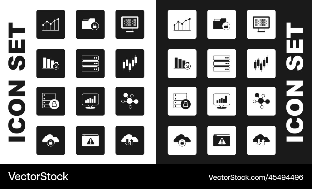 Set binary code server financial growth decrease Set binary code server financial growth decrease vector image