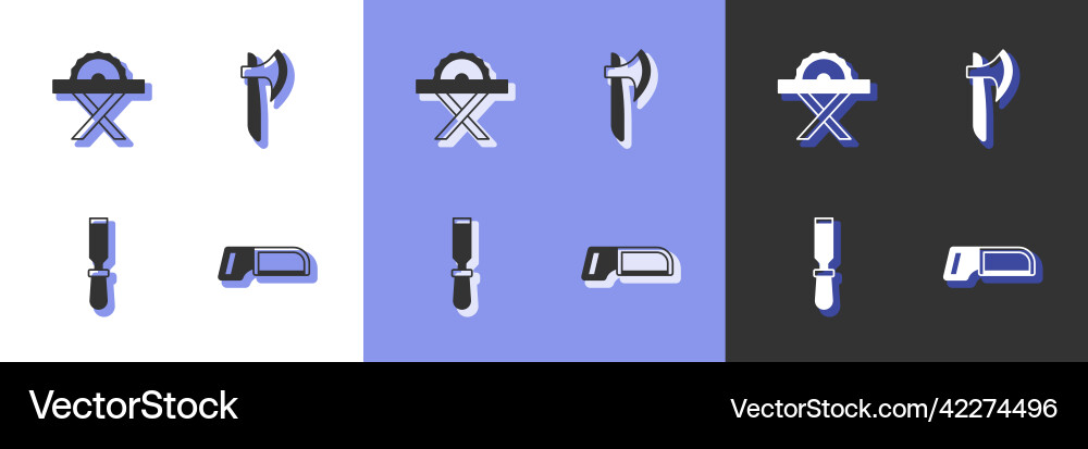 Set hacksaw electric circular chisel tool Vector Image