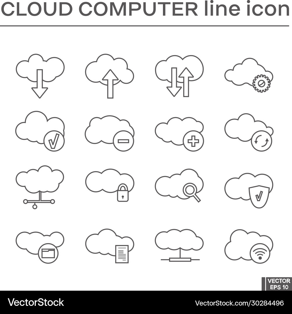 Set icons cloud computer Set icons cloud computer vector image