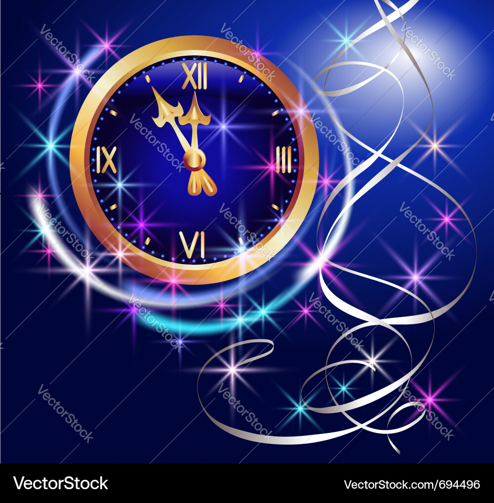 Sparkling Clock with Stars Vector Image