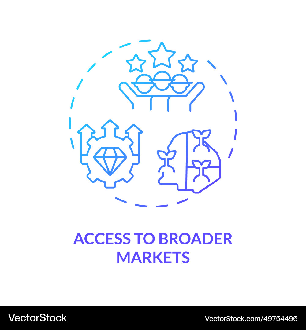 Thin line gradient access to broader markets icon vector image