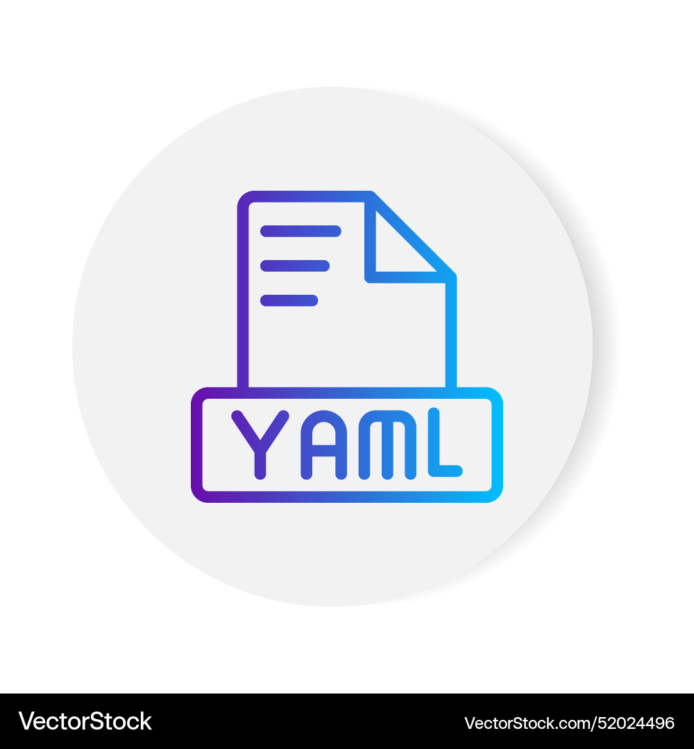 Yaml document format file icon with gradient Yaml document format file icon with gradient vector image
