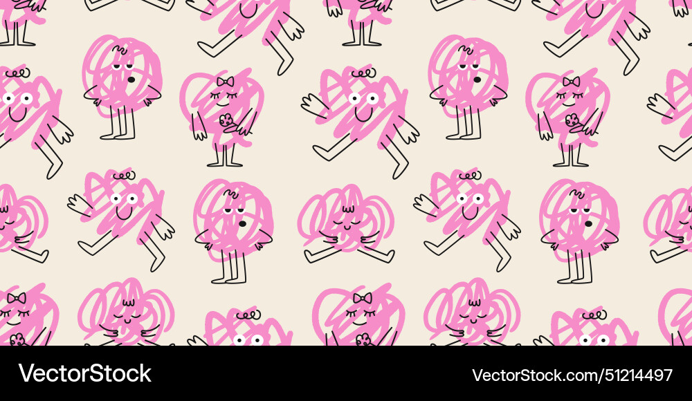 Abstract hand drawn characters pattern Abstract hand drawn characters pattern vector image