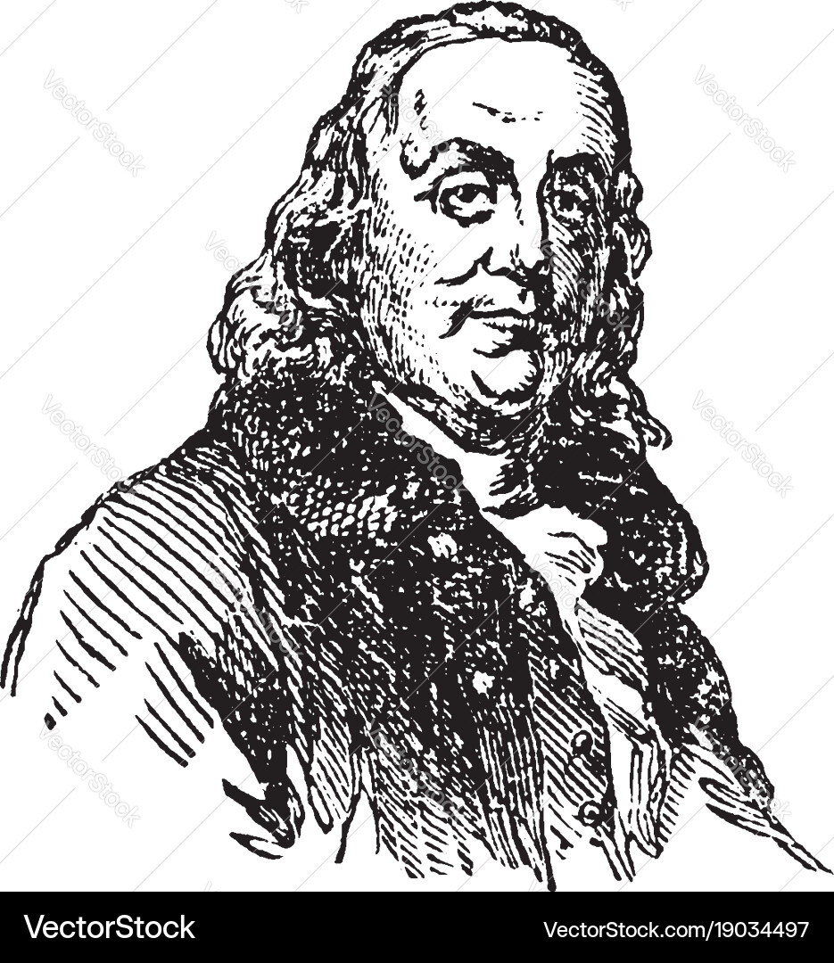 Benjamin Franklin Vintage Engraving Vector Image