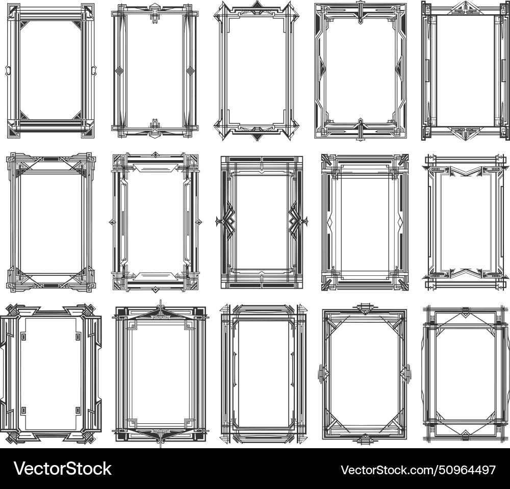 Black line rectangular calligraphic frames Black line rectangular calligraphic frames vector image