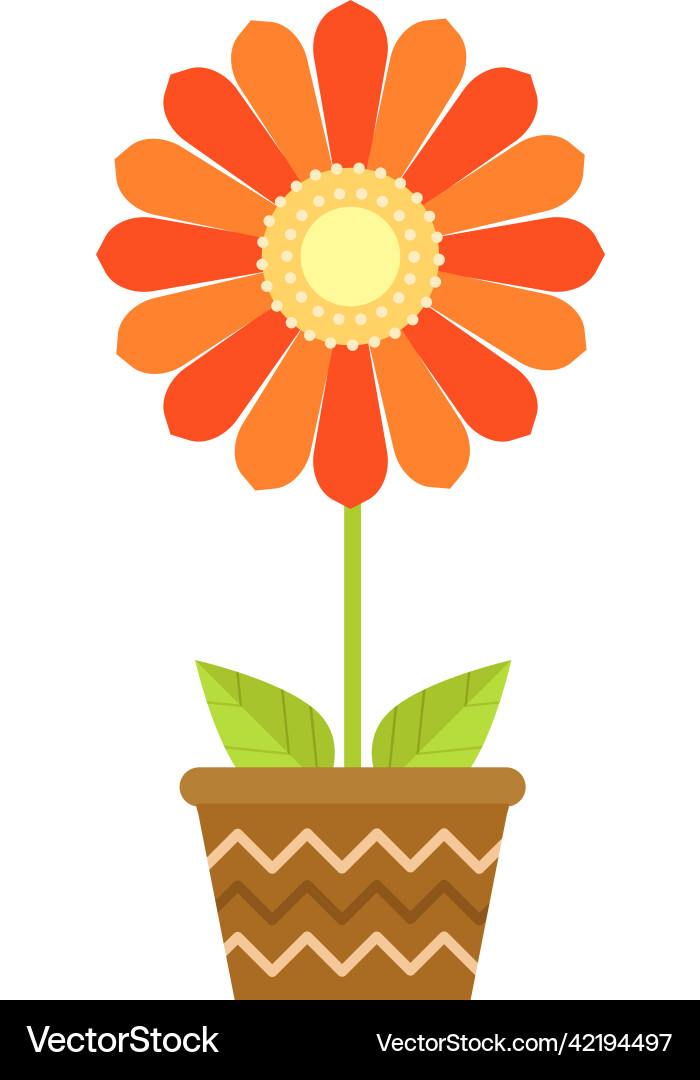 Bright flower in ceramic pot decorative blooming Bright flower in ceramic pot decorative blooming vector image