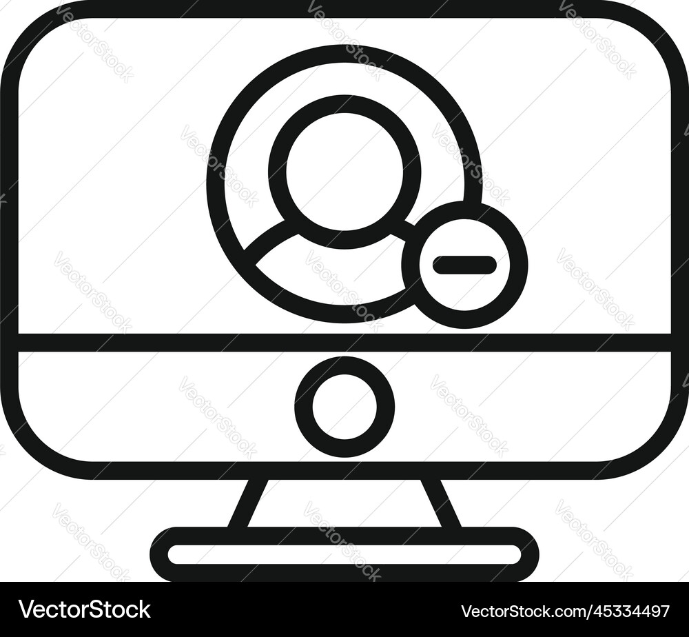 Computer user delete icon outline people vector image