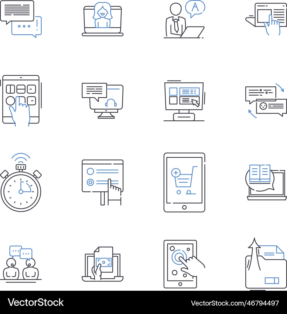 Digital media line icons collection interactivity Digital media line icons collection interactivity vector image