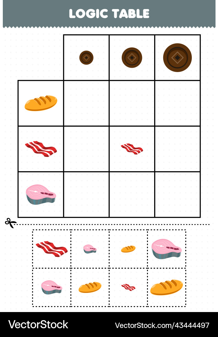 Education game for children logic table sorting vector image