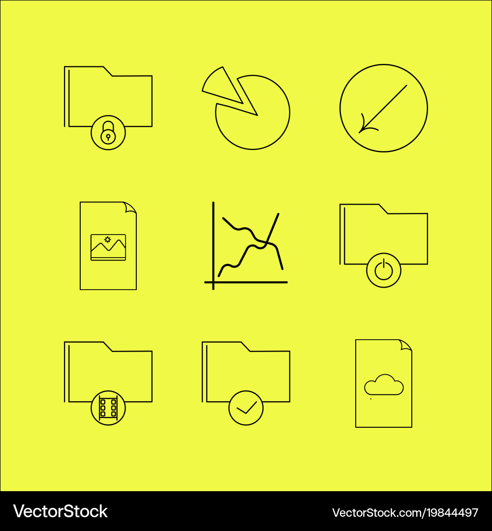 Files and folders linear icon set simple outline vector image